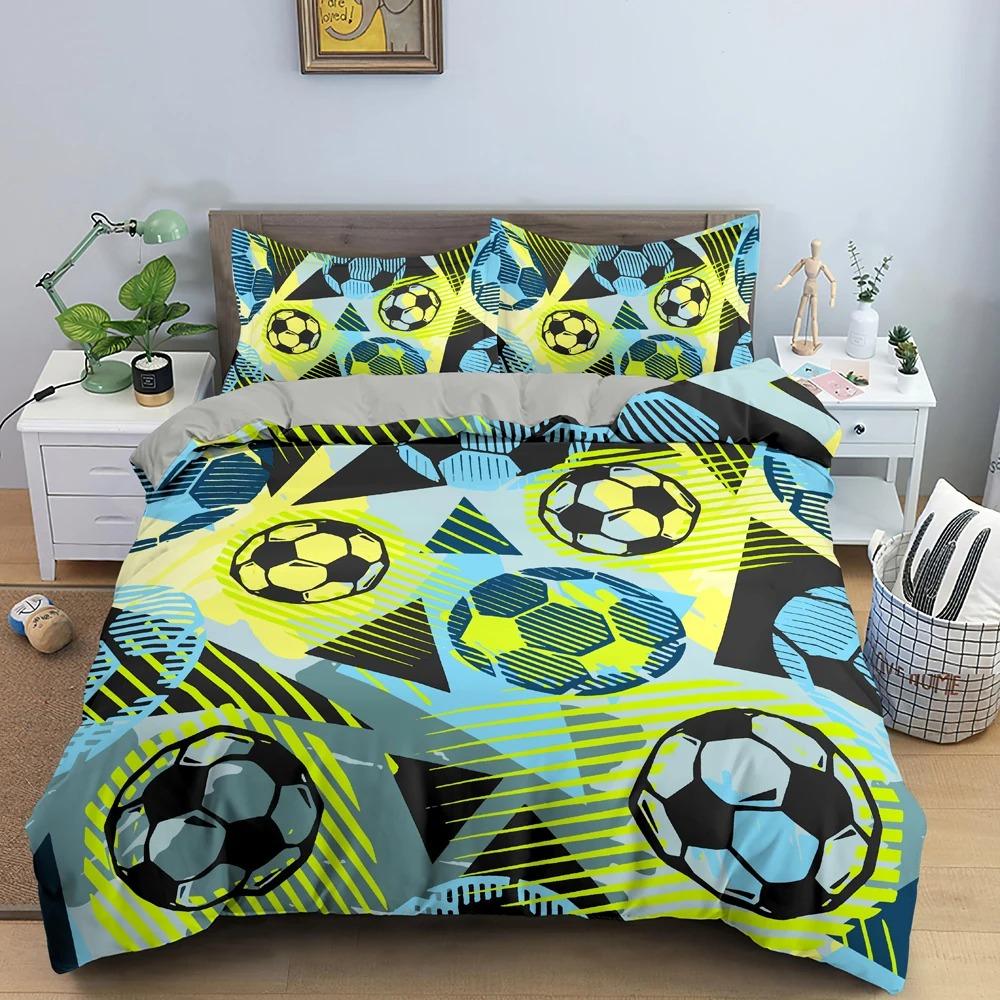 Colored Football Soccer Bedding Set Boys Girls Twin Queen Size Duvet Cover Pillowcase Bed Kids Adult Fashion Home Textileextile
