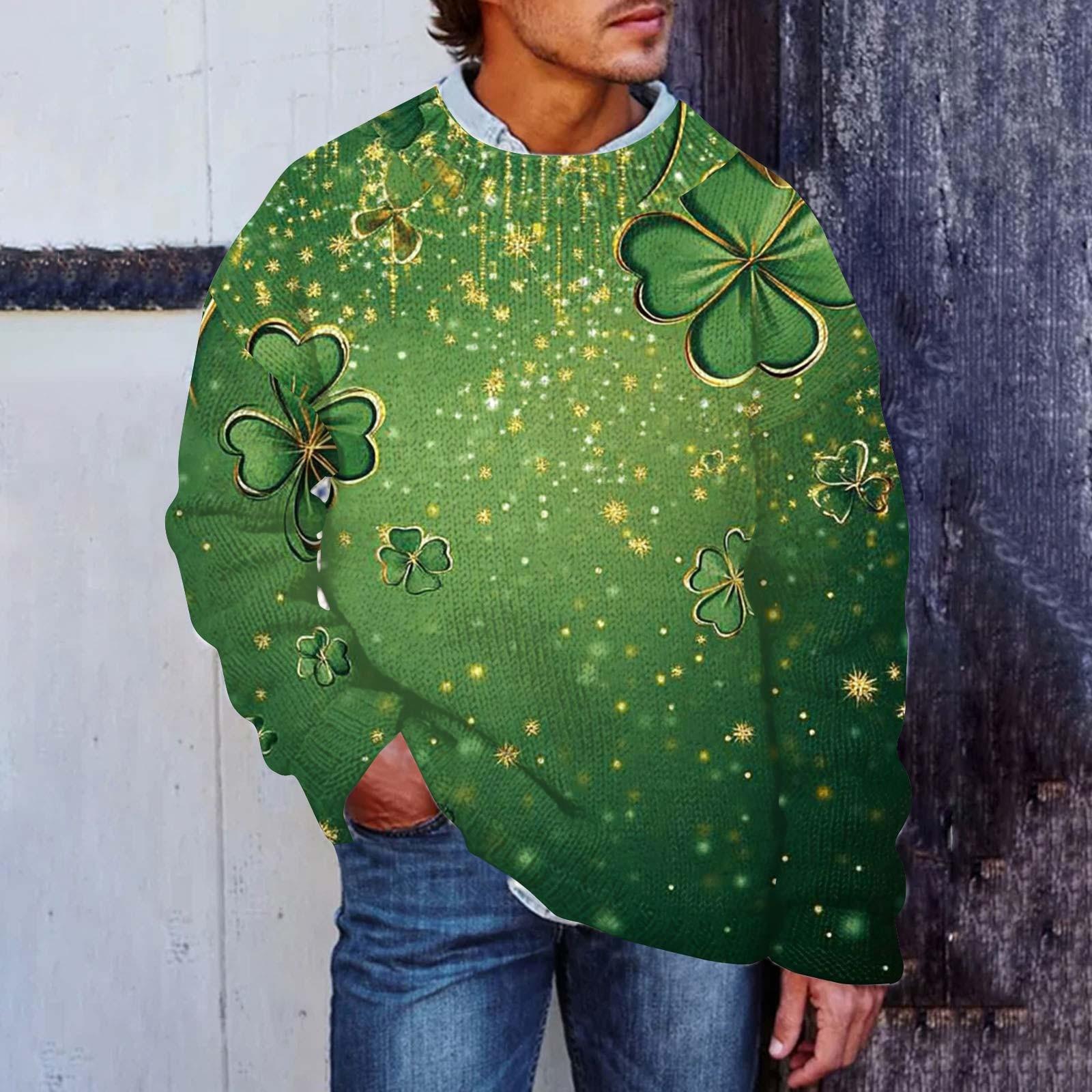 

Мужской принтованный искусственный свитер, толстовка с круглым вырезом, свободный топ с длинными рукавами XL