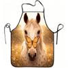 1pc Horse And Butterfly Artistic Print Apron, Durable And Easy To Clean, Adjustable Waistband, Polyester Material, for Kitchen C