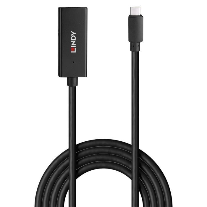 Câble USB - LINDY - 43356 - Rallonge active USB 3.2 - 5m - Noir