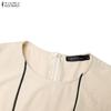 ZANZEA Vestido de Verano Elegante de Manga Corta con Cuello Redondo Casual para Mujer