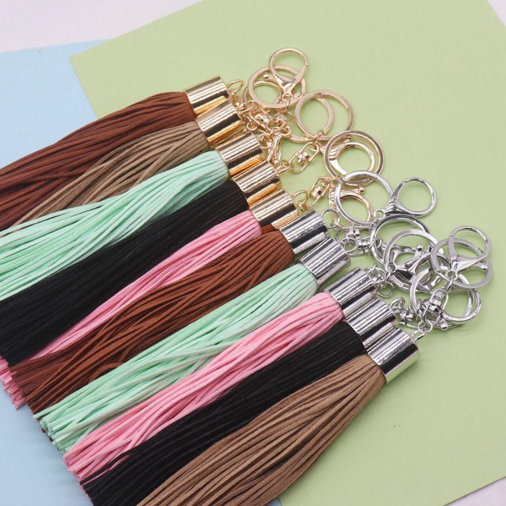 Hanger Rhinestones Pendant Zinc Zinc Alloy Bag Charm Cute Leather Tassel Keychain  Car Accessory