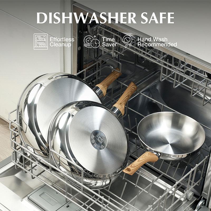 10 inch 12 inch Deep Cooking Frying Pan with Lid No Coating Stainless Steel Frying Pan Skillet with Heat-resistant Handle