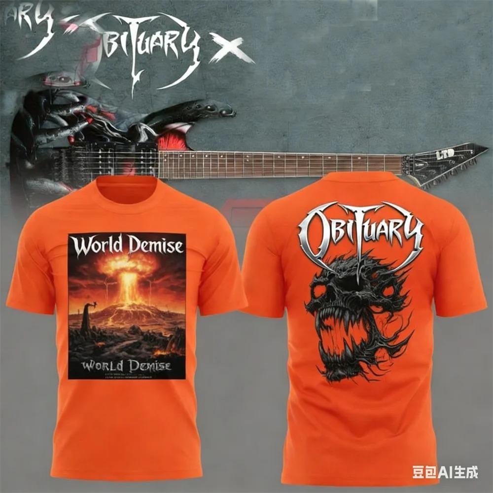 Letnia męska koszulka New Rock Obituary Zespół czaszki Nadruk Koszulka Mężczyźni Kobiety Moda Oversize Krótki rękaw Koszulka Graficzna Koszulka