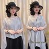 Summer Fashion Solid Color Sun Protection Silk Scarf Shawl for Women