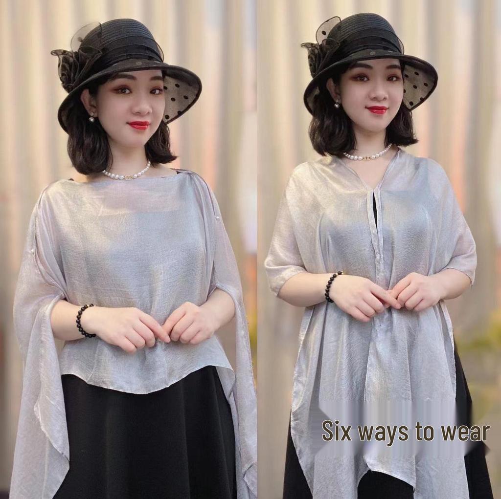 Summer Fashion Solid Color Sun Protection Silk Scarf Shawl for Women