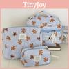 Blue Striped Bear Cosmetic Bag With Quilted Storage For Daily Use And Travel