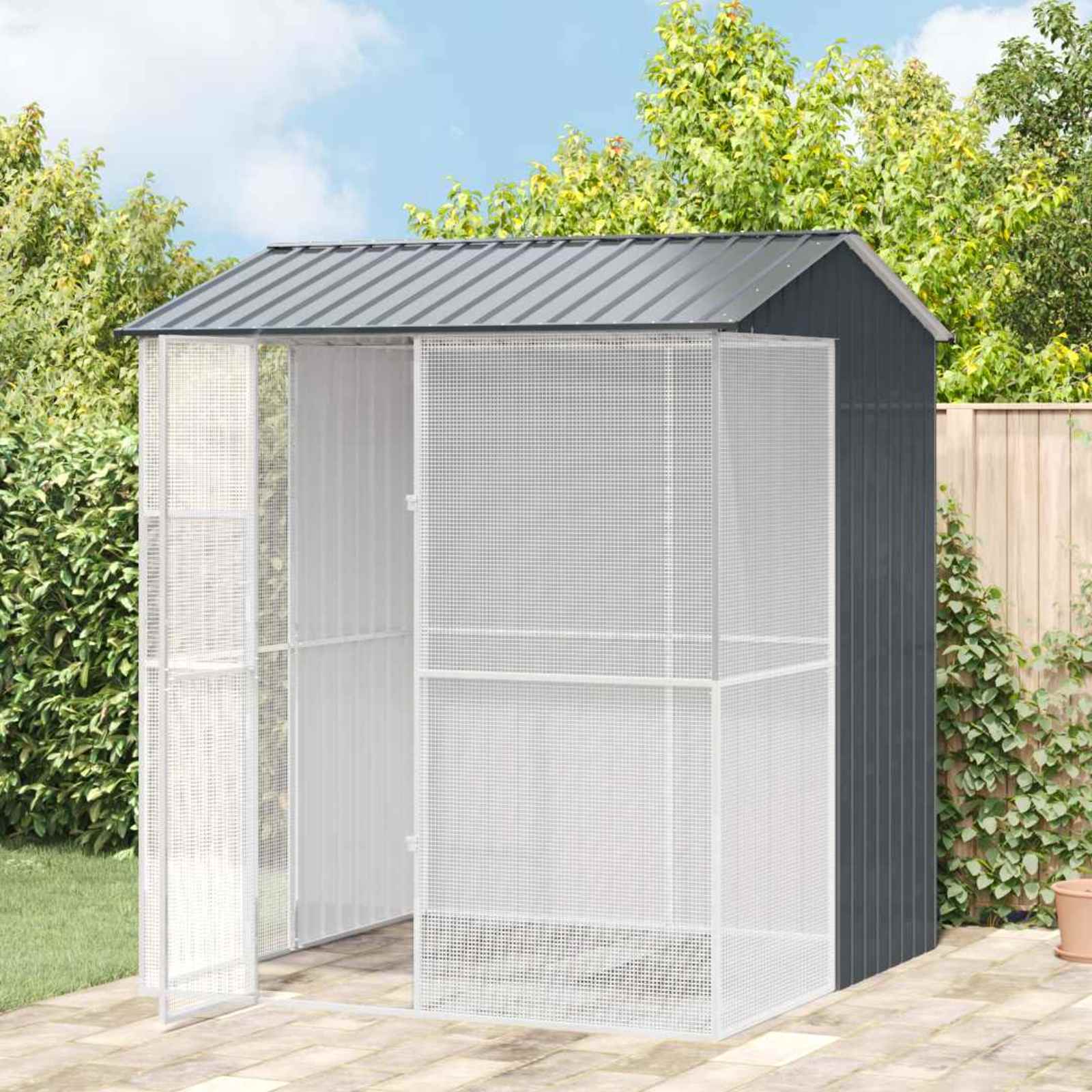 Gaiola de Pássaros para Exterior Antracite 215 x 210 x 247 cm Aço Galvanizado