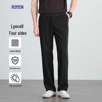 Men's Lyocell Linen Straight Casual Pants