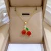 Vibrant Zircon Cherries Pendant Necklace Fashionable Cherries Designs Necklace Zircon Pendant Neckchain For Women