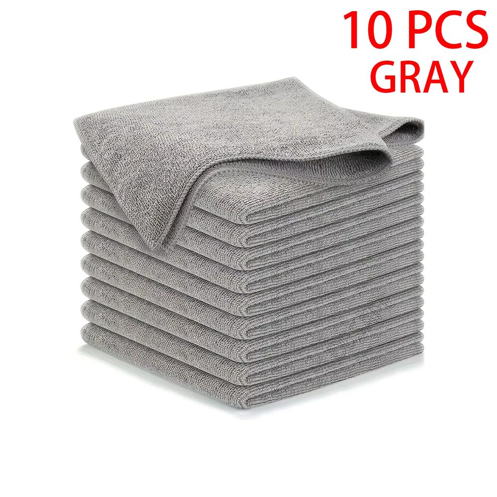 5/10/20pcs Kitchen Towel, Ultra-fine Fiber Light Gray Cleaning Cloth Set, Absorbent, Soft And Stain-removing Cloth