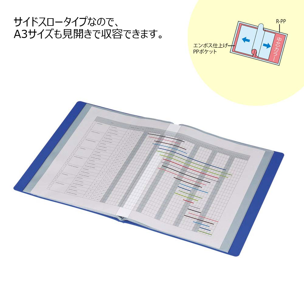 Kokuyo Glassel File Clear Fixed Light Book, Type, A4, Side, Green, La-GLB220LG