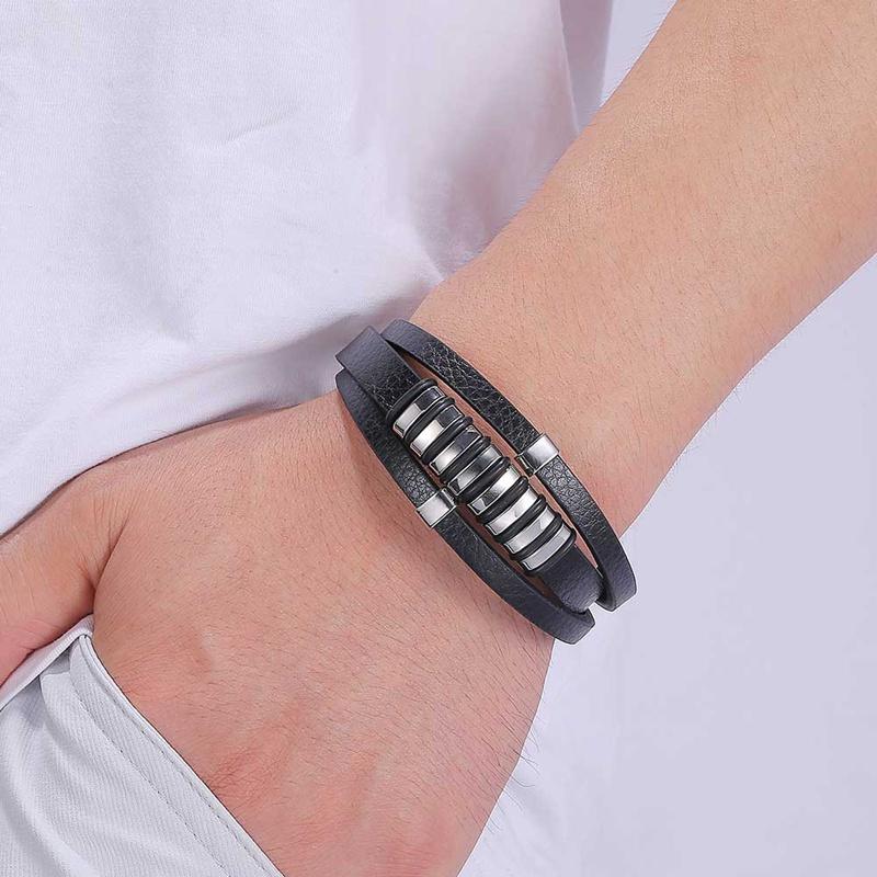 Trendy Charm Punk Rock Leather Bracelet Men Bangles Armband Jewelry Braided Rope Fashion Accessories