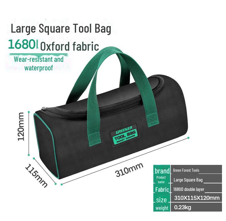 Sac d'outils d'électricien en toile durable Green Forest - Rangement portable à main multifonctionnel pour le travail du bois et la réparation