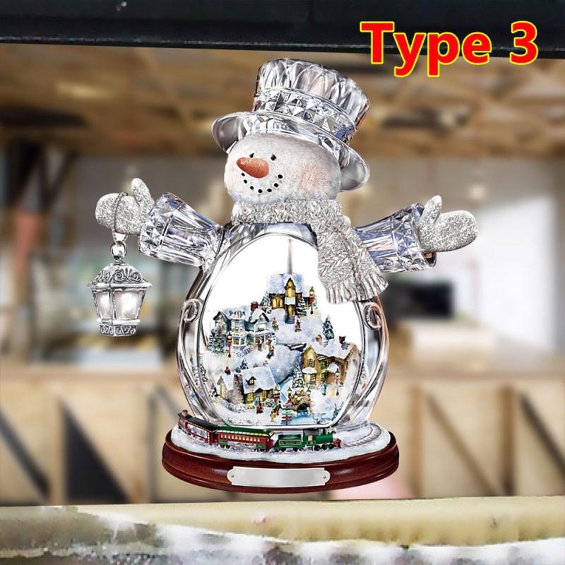 9 tipi di albero di Natale rotante scultura treno decorazioni incolla cristallo ghiacciato albero di Natale vetrofanie decorazioni natalizie per la casa