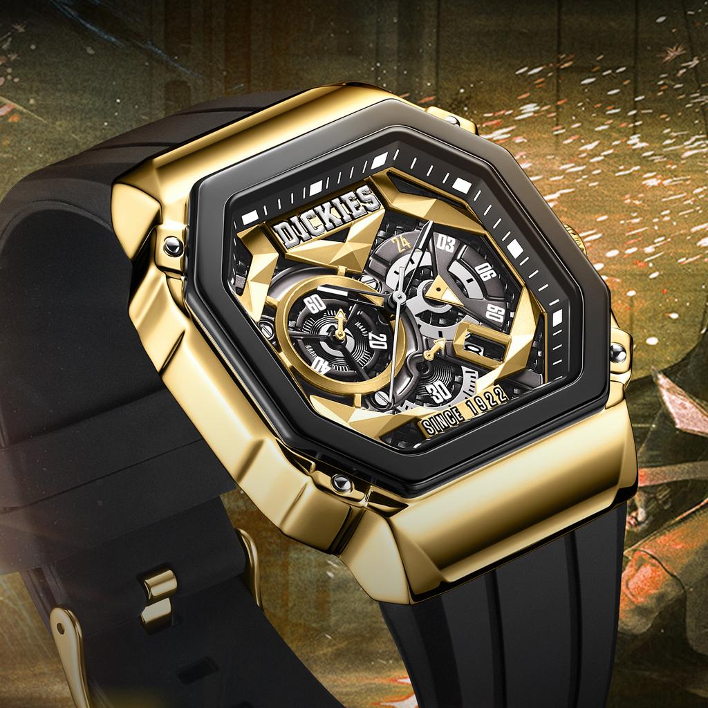 Dickies Mecha Warrior Series Watch Quartz Movement Silicone Strap Hollow Dial Men watches CL-521