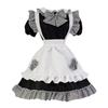 Hausmädchen Kurz Cosplay Lolita Prinzessin Größe M [FULINE] Outfit, Ärmel, Kostüm, Kleidung, Kleid, Rüschen, Muster, Schwarz,