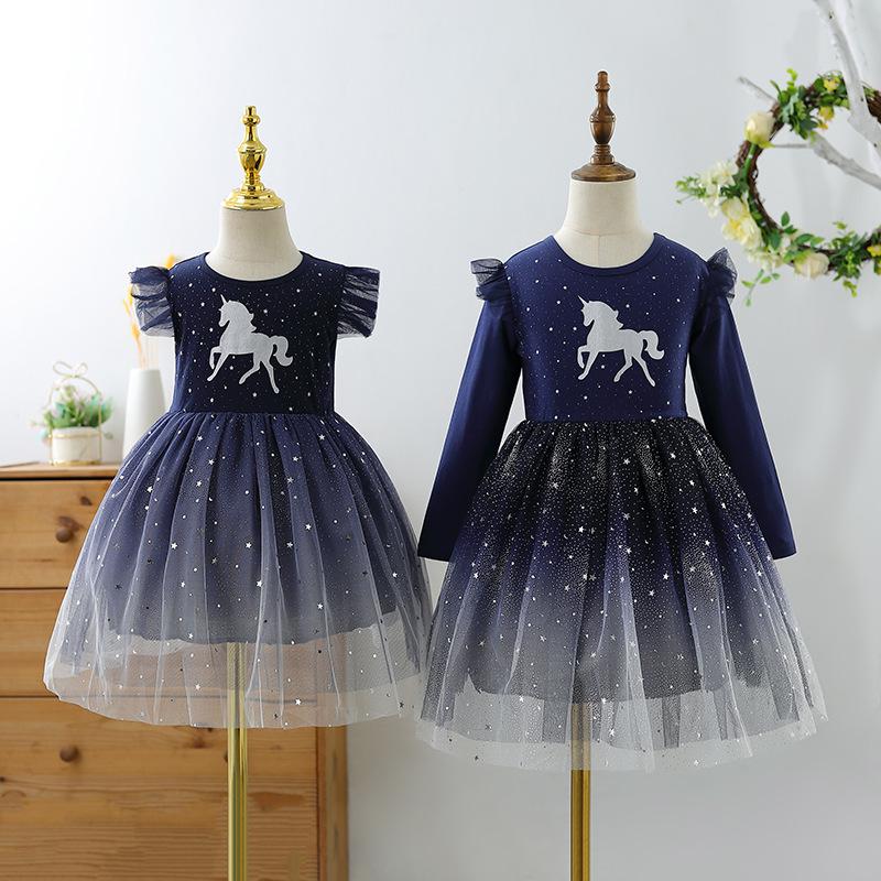 Girls' Long-Sleeve Cotton Princess Dress – Fashionable Autumn/Winter Style for Kids