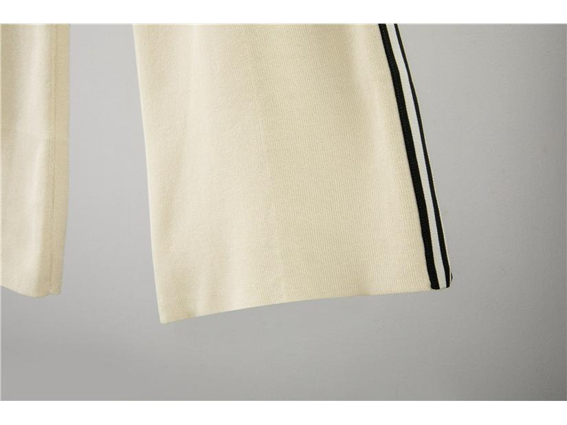 Women's Trendy Knit Set: Embroidered Zip Cardigan & Wide-Leg Pants for Autumn/Winter