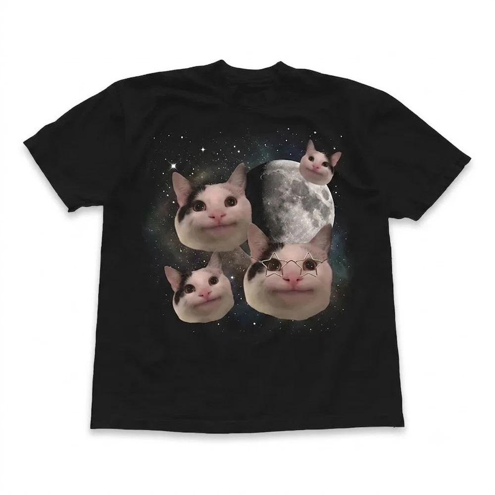 Beluga Cat Mem Funny Graphic Black TShirt S