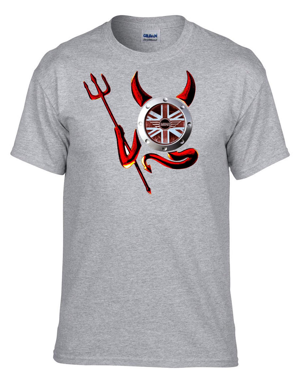 

26 Mini Cooper Devil Devil Car Logo Car Car Grey T-Shirt -279_Grey- Unisex T-Shirt XXXL