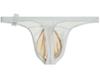 Front Silk Skin 3D Convex G-Station Men's T-Back, White, Appeal, Two-Tone, Stretch, Stitching, Front, See-Through