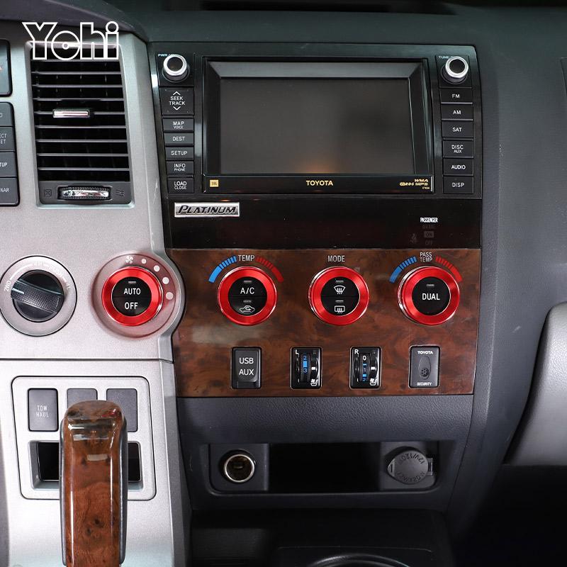 Car Air Condition Knob Audio Volume Control Button Circle Decoration Trim Ring Cover For Toyota Tundra 2007-2013 Accessories
