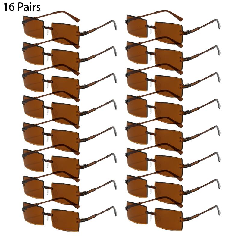 16/20 Pairs Rectangle Sunglasses Men Fashion Rimless Gradient Multicolor Beach Holiday Shades Women New Trendy Rave Sun Glasses