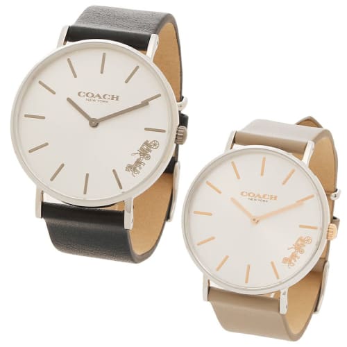 Coach Perry 36mm Quartz Watch for Men and Women, White, Black, and Beige, Leather, COACH 14503115 14503119