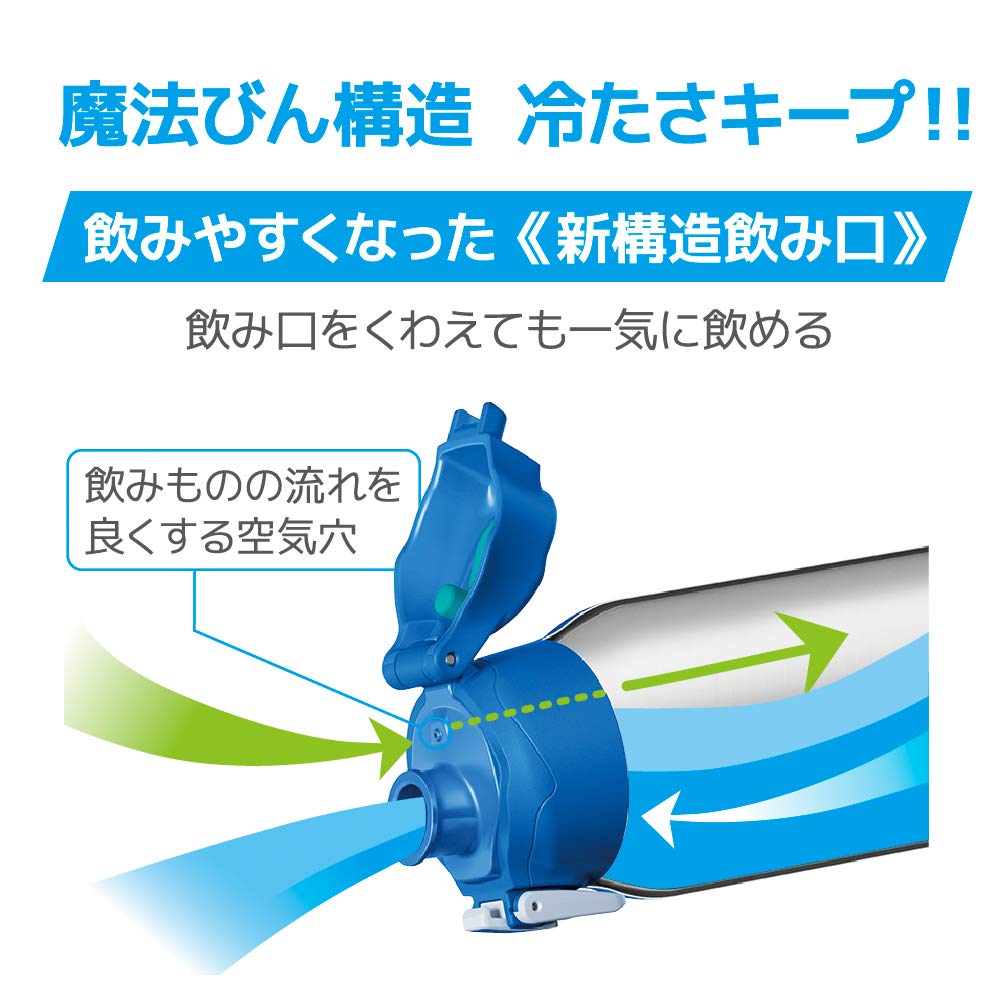 Sticla de apă termos Sticlă sport izolată în vid 1L Albastru Argintiu Doar depozitare la rece BLSL FHT-1001F