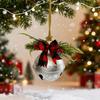 Christmas Bells Ornament Rustic Christmas Jingle Bell with Pine Needles Red Berries And Plaid Bow for DIY Holiday Door Window Tree Wreath Garland
