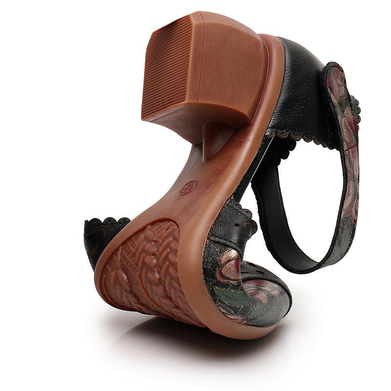 Fashion GKTINOO 2025 Summer Women's Genuine Leather Shoes Woman Retro Hollow Out Sandals Female Hook & Loop Heels Ladies Platform Sandal