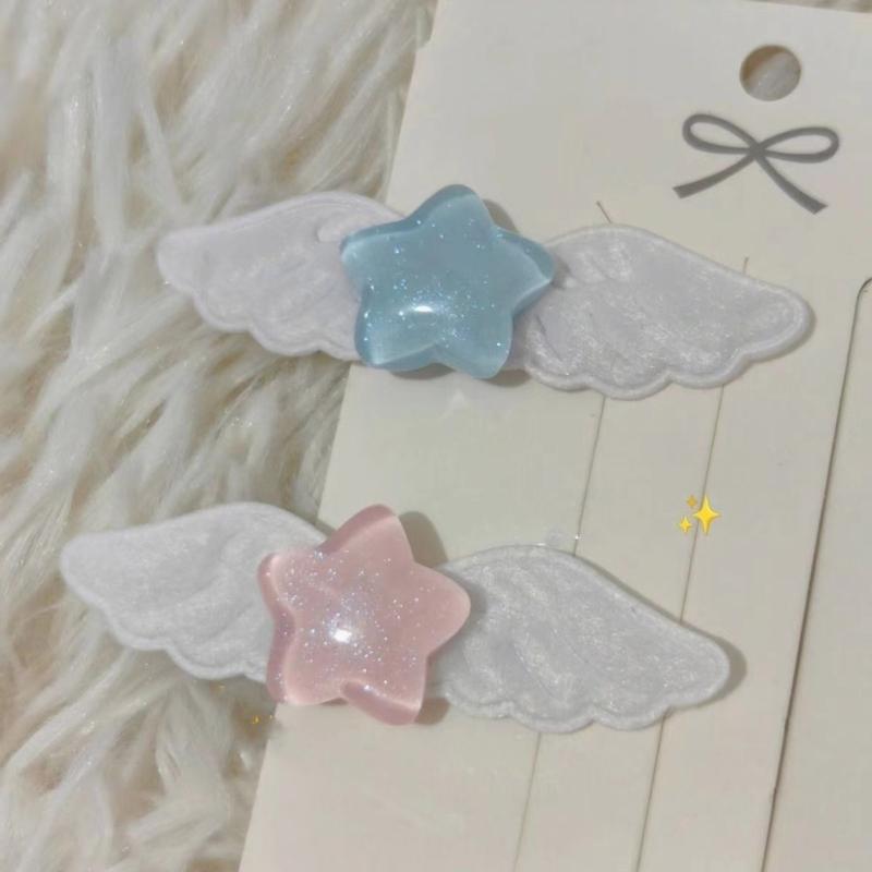2pcs Lovely Pill Star Wings Hair Clip Hairpins Fashion Hair Barrettes Sweet Headpiece Hair Accessories for Women Girls