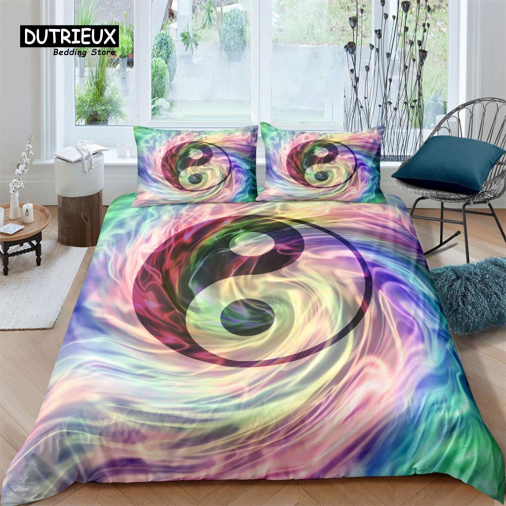Gossip Duvet Cover King Boho Trippy Psychedelic Art Quilt Cover Microfiber Traditional Ying Yang Theme Bedding Set For Girl Boys
