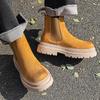 Martin Boots Men'S And Women'S Casual British Trendy Foot Cover Winter Velvet Rhubarb Boots Thick-Soled Chelsea Boots High-Top Boots