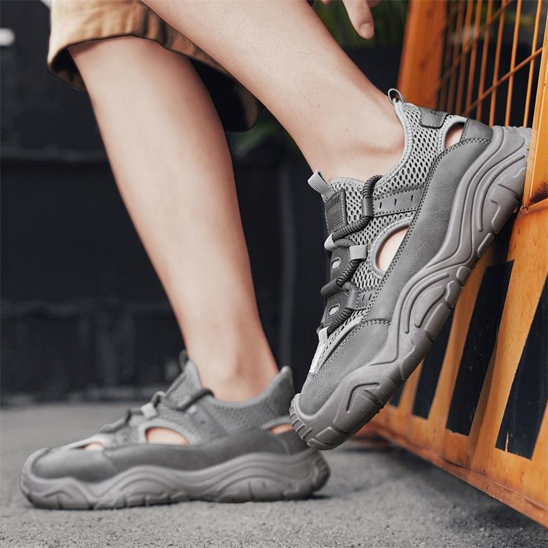 Black Fashion Designer Men's Sandals Breathable Casual Shoes for Men Outdoor Non Slip Beach Sandals New Male Platform Sandalias