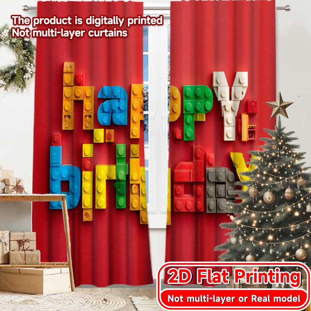 

2D Flat Printing 2pcs Colorful Celebration Contemporary Modern Curtains Prints Light Filtering Curtains Art Deco Festive for 100*130 HOOK 1pcs