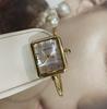 Golden Pearl Square Bracelet Watch - Women's Luxury Retro-Style Quartz Watch