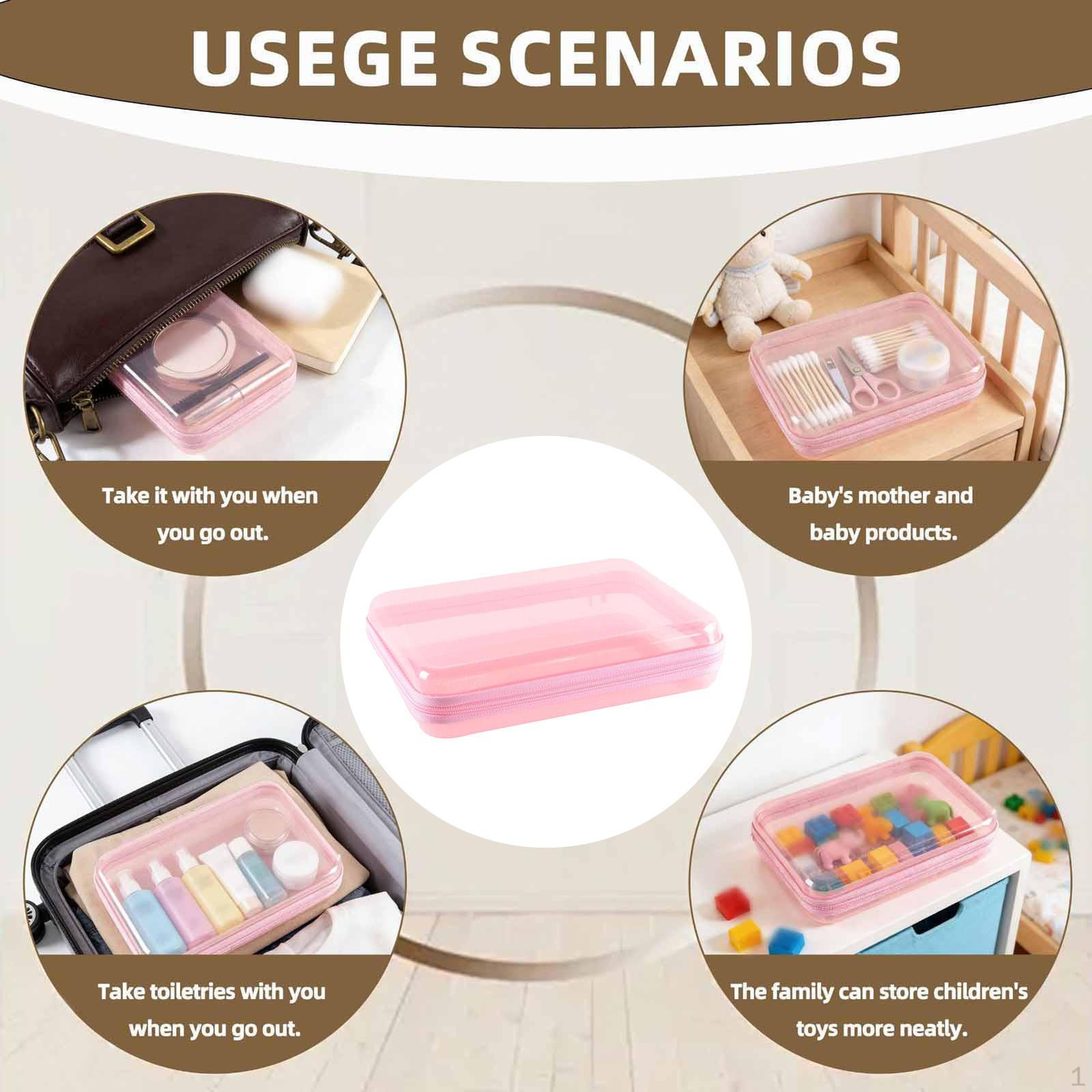 

Zipper Case Cosmetic Organizer Bin Multipurpose Waterproof PET Storage Holder Suitable for Daily Use 19cmx10cmx5cm