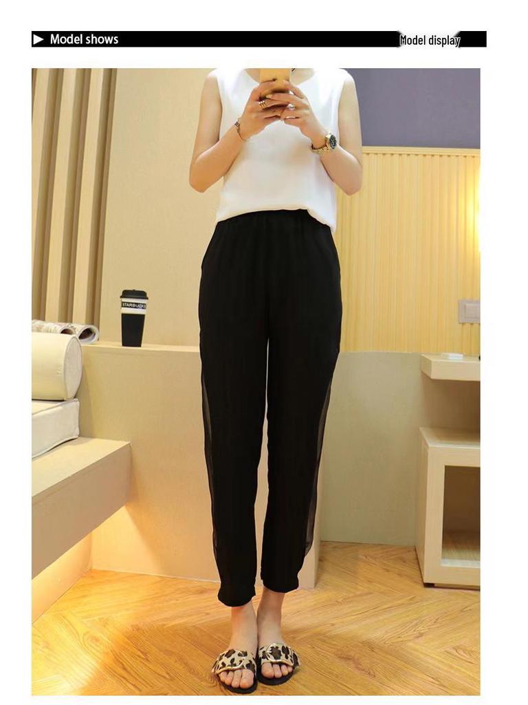 Pantalones Harem de Malla de Seda Helada para Mujer - Ligeros, Adelgazantes, Versátiles, Pantalones Cortos Casuales de Gasa