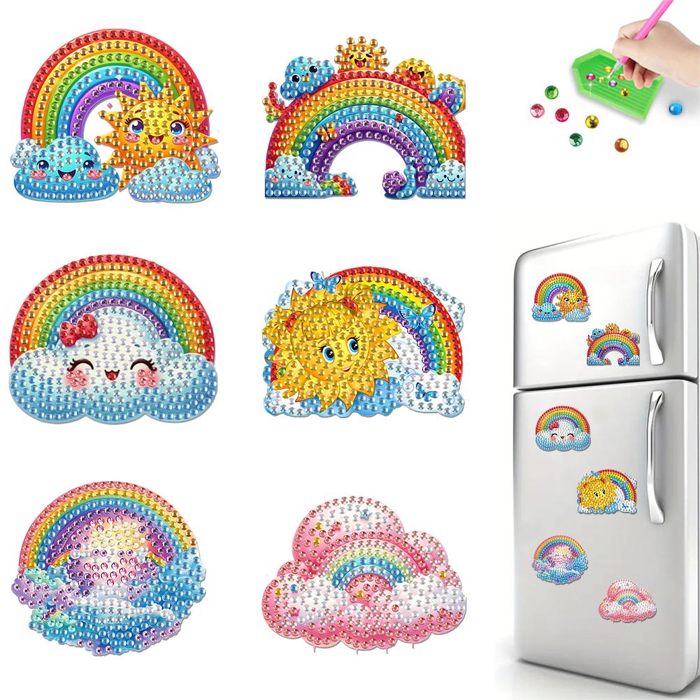 6Pcs Diamond Painting Refrigerator Magnets Fridge Magnets Diamond Art DIY Diamond Art Refrigerator Magnets DIY Art Crafts