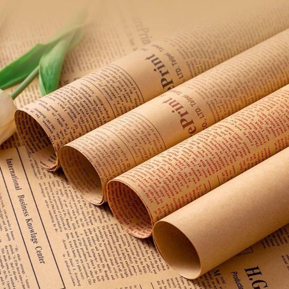 45Pcs Vintage Newspaper Wrapping Paper Double Sided Gift Wrapping Paper Florist Supply