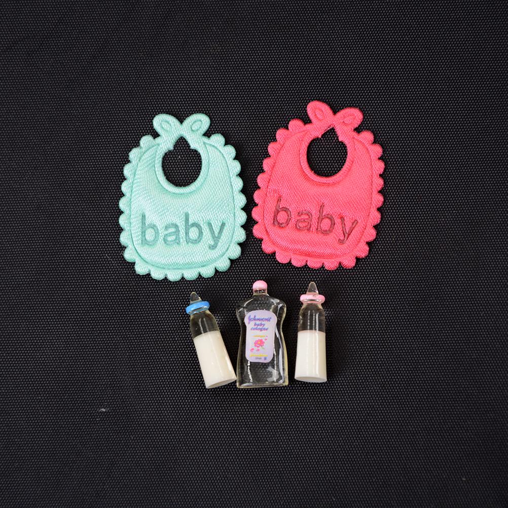 112 1Set Dolls House Miniature Baby Bottles Shampoo Bibs Set Nursery Accessory Gift Baby Bottles Set For Kids Adults Children's Birthday Gift Holiday