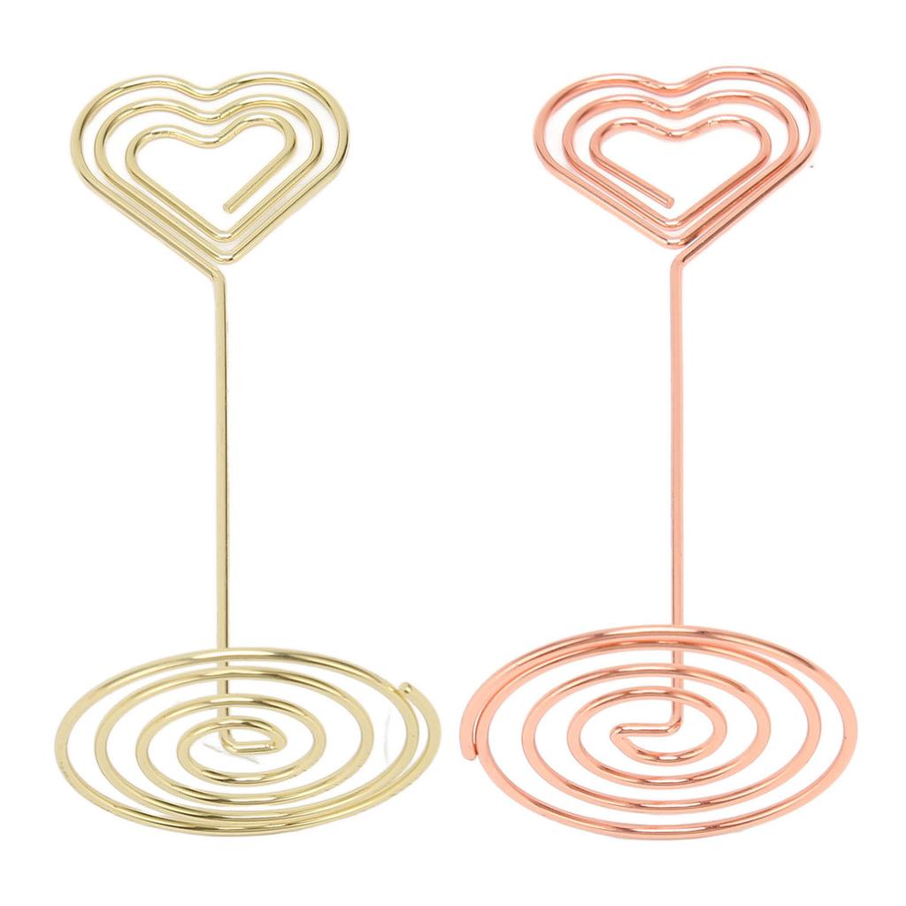 10Pcs Table Number Stands Layered Heart Style Stable Base Electroplated Metal Place Card Holder for 