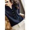 New Summer New V-neck Loose Top Medium Sleeve Knitted Sweater Women's T-shirt