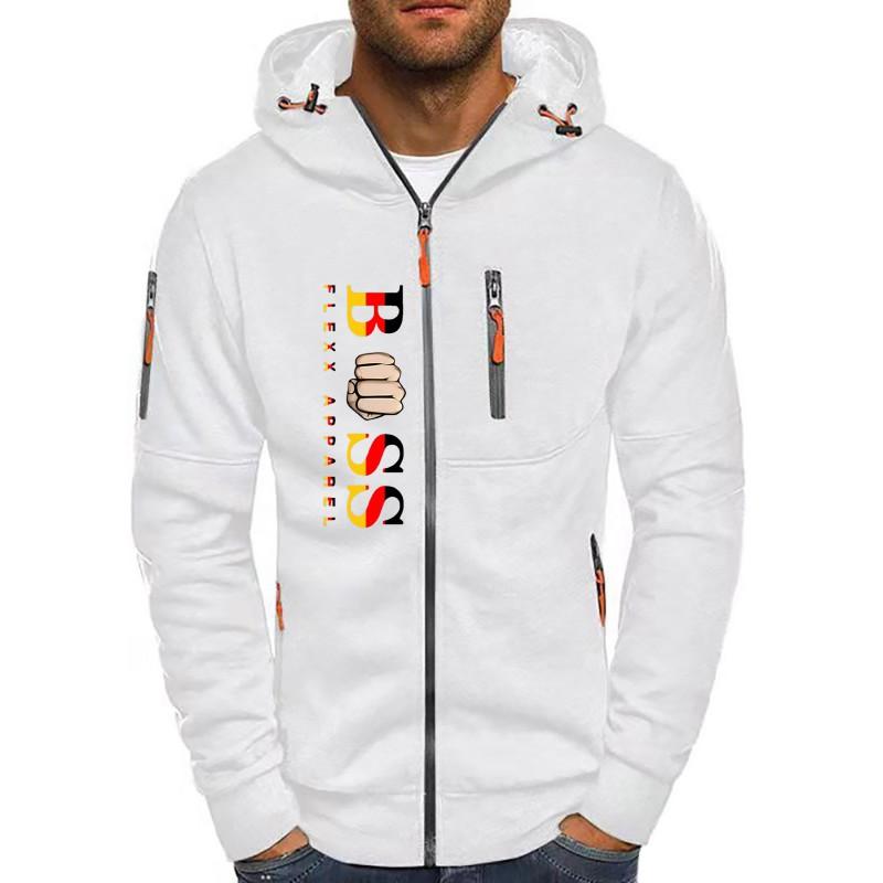Mens Hooded Sweatshirt Casual Sports Zip-up Top Fashion Print Hoodie S-XXXL