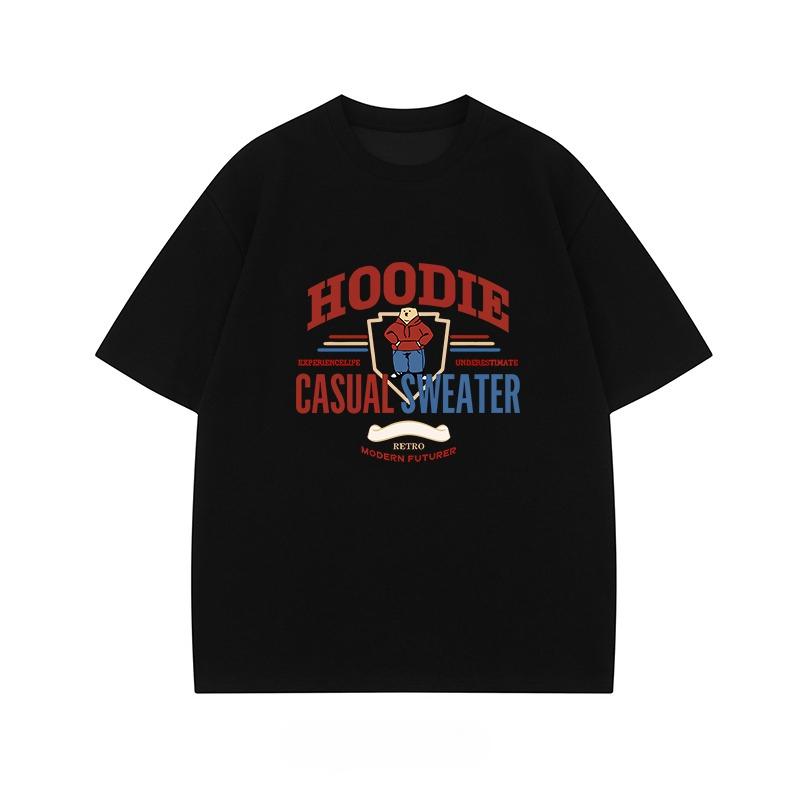 

New cotton fashion cartoon letter printed T-shirt for summer 2025 loose and casual short-sleeved men s and women s tops 3XL