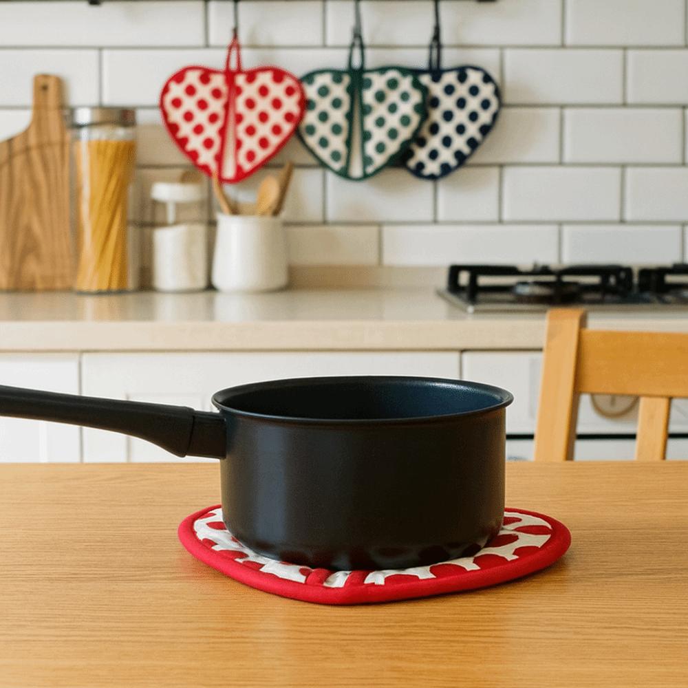 2pcs Thickened Cotton Heat Insulation Pad Polka Dot Oven Mitts Baking Gloves Oven Use