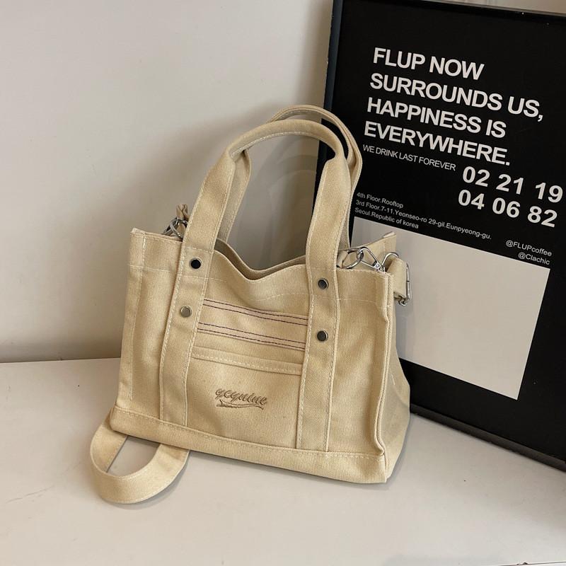 Canvas Small Tote Bag For Women With Zipper Closure And Pouch For Daily Use