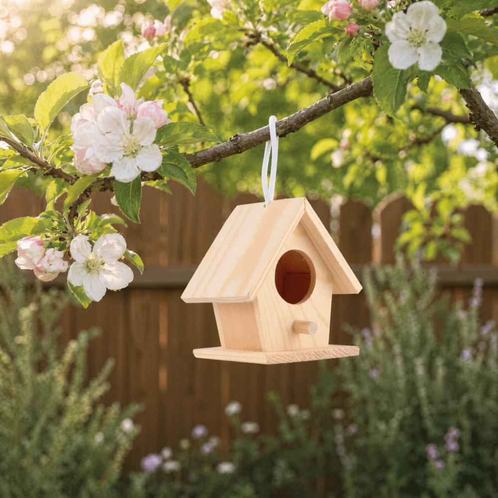 4Pcs Durable Hanging Bird House Hanging Design Insect Resistant Wooden Bird Cage Moisture Resistant Premium Platane Wood